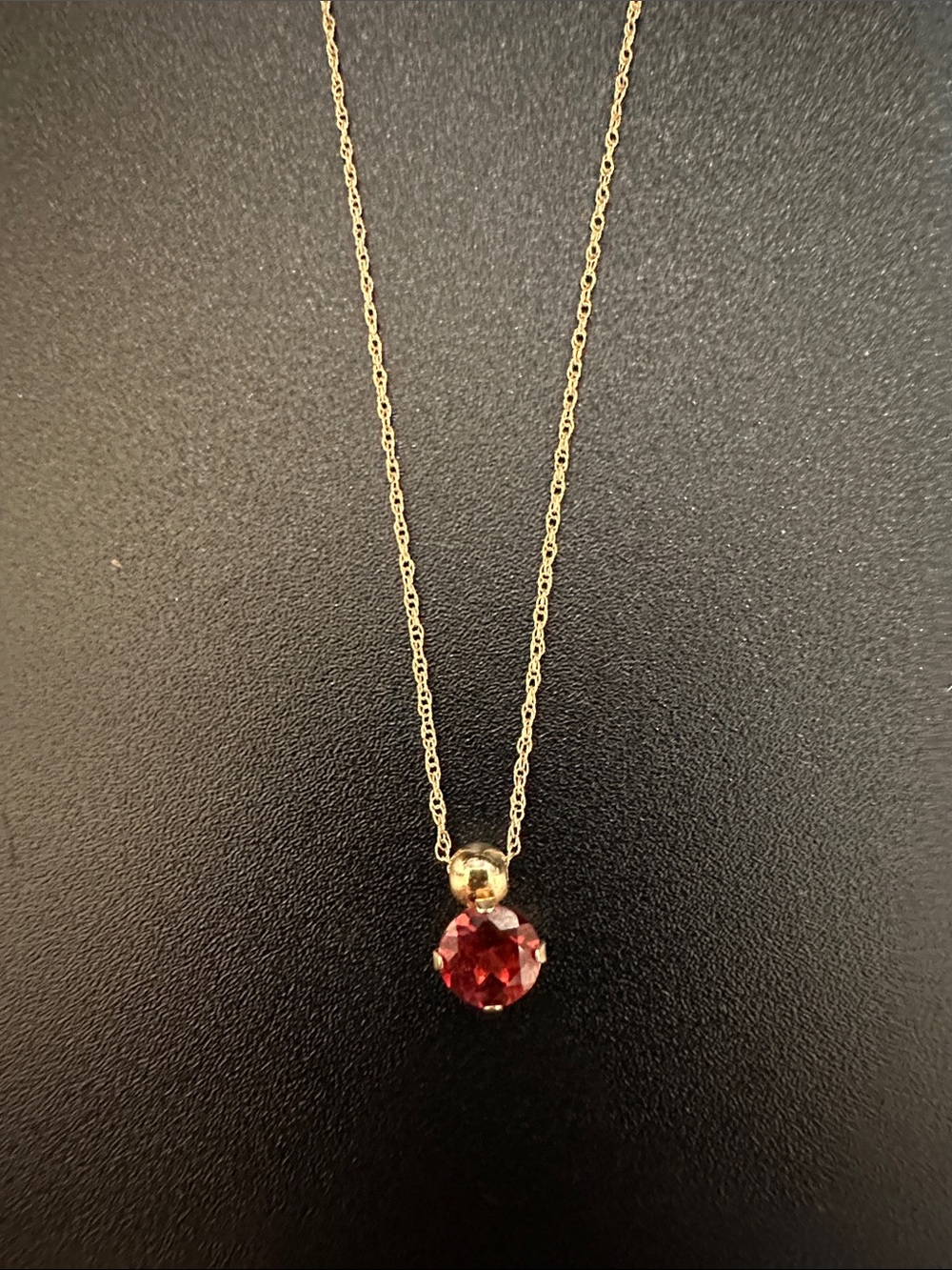 Delicate 14k Gold Necklace with Ruby Pendant